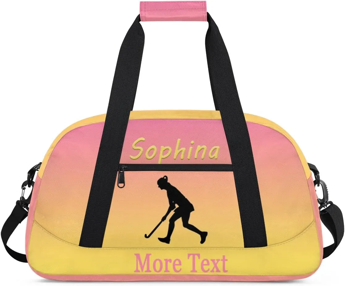 Personalized Golf Bag with Name Custom Sport Duffle Bag Overnight Bag Sleepover bag travel bag Weekender Bags Workout Bag for Gym Gymnastics Gift pink yellow Golf