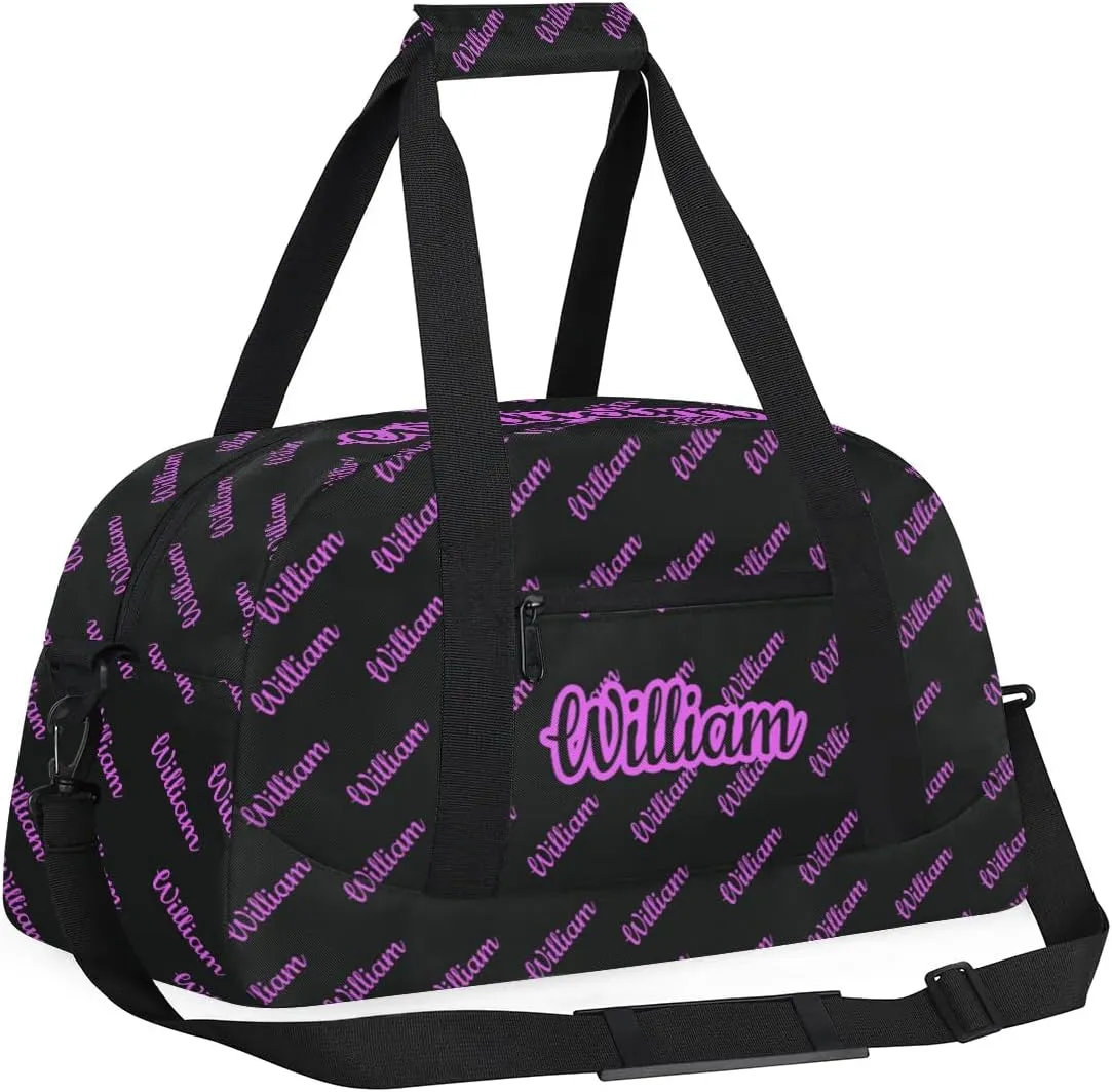 Personalized Gym Duffel Bag with Name Custom Sport Bag Gymnastics Bags Customized Dance Duffel Bag Weekender Sleepover Bag, Black