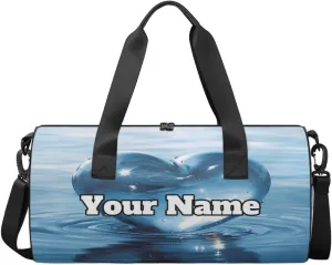 Personalized Heart Sport Gym Bag, Custom Name Duffel Bags for Men, Waterproof Custom Sport Duffel Bag, Gymnastics Dance, Water