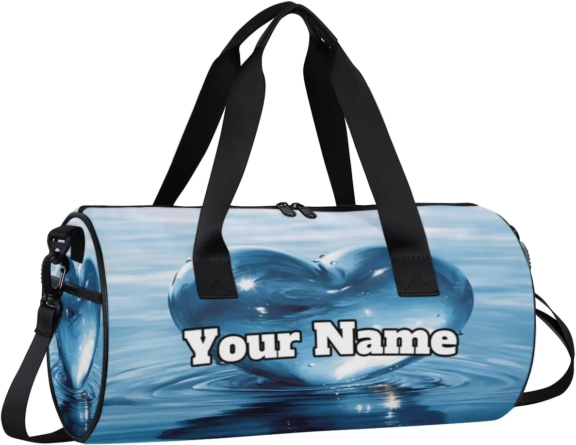 Personalized Heart Sport Gym Bag, Custom Name Duffel Bags for Men, Waterproof Custom Sport Duffel Bag, Gymnastics Dance, Water