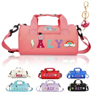Personalized Kids Dance Ballet Bag, Kids Chenille Letter Duffel Bag, Sport Duffle Bag, Travel Duffel Bag, Pink Cheerleader Bag for Girls, Dance Duffle Bag, Special Performance Reward Gift for Children