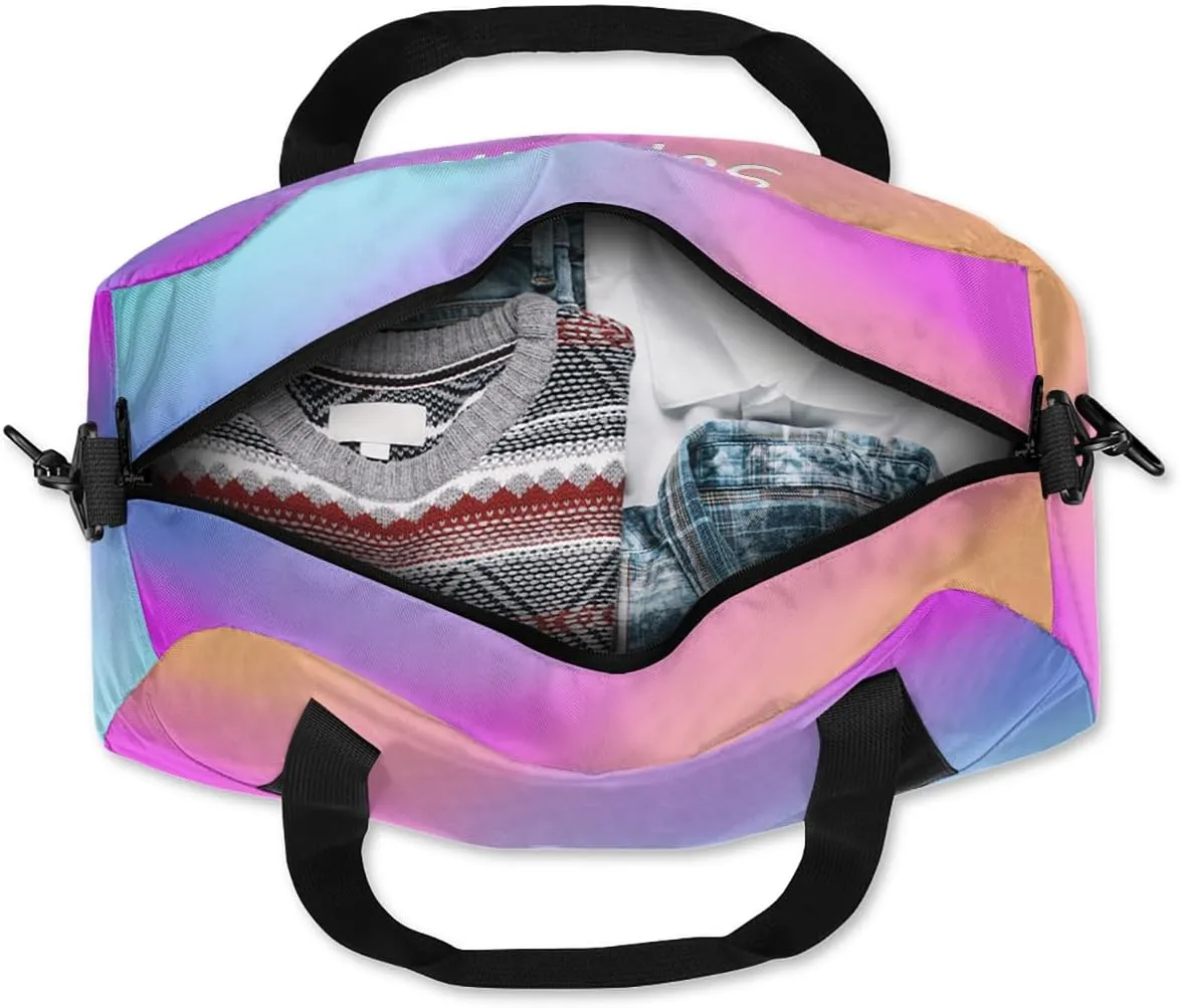 Personalized Martial Arts Bag with Name Custom Sport Duffle Bag for Kids Girls and Boys Overnight Sleepover Bag Travel Bag Weekender Bags for Gym Gymnastics Gift Pink Gradient Martial Arts