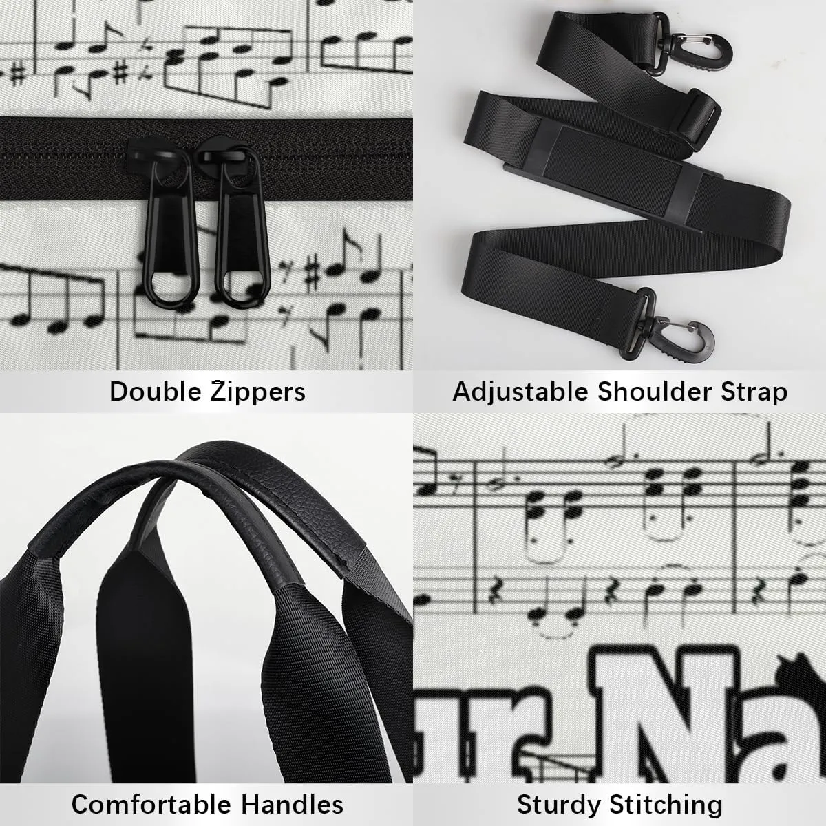 Personalized Name Gym Bag for Women, Customized Musical Notes Cylinder Sports Bags for Men, Waterproof Weekender Bag, Duffle Bags for Travel Swim Dance, Cat Print