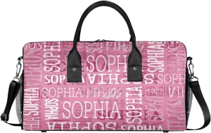 Personalized Name Sport Duffel Bags, Custom Gym Duffel Bag for Women Men, Customized Gymnastics Ballet Dance Bag Overnight Weekender Bag, Dark Pink