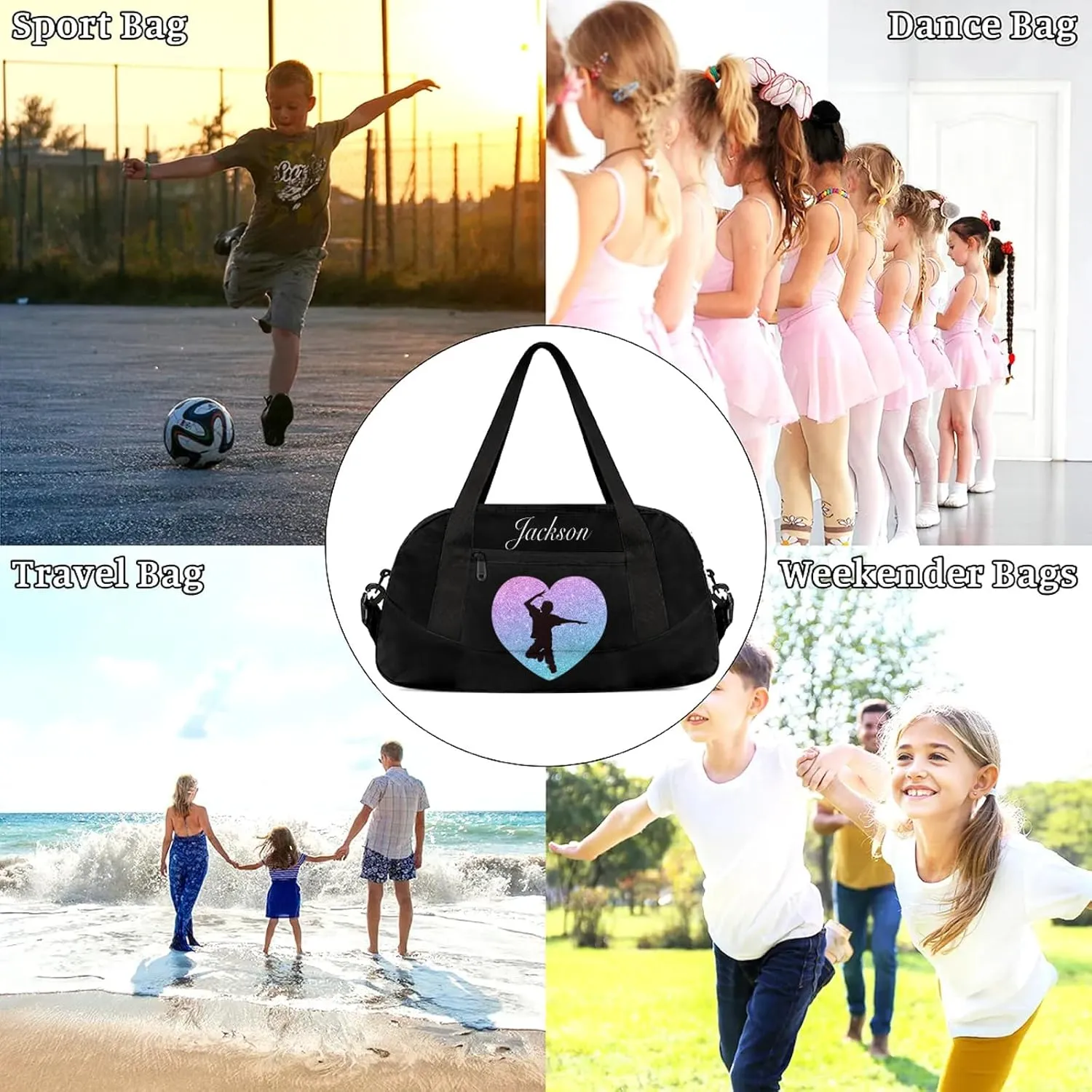 Personalized Sport Duffel Bag Custom Hip-Hop Sports Bag with Name Travel Overnight Shoulder Bags Customized Gifts for Women Men, Gradient Blue