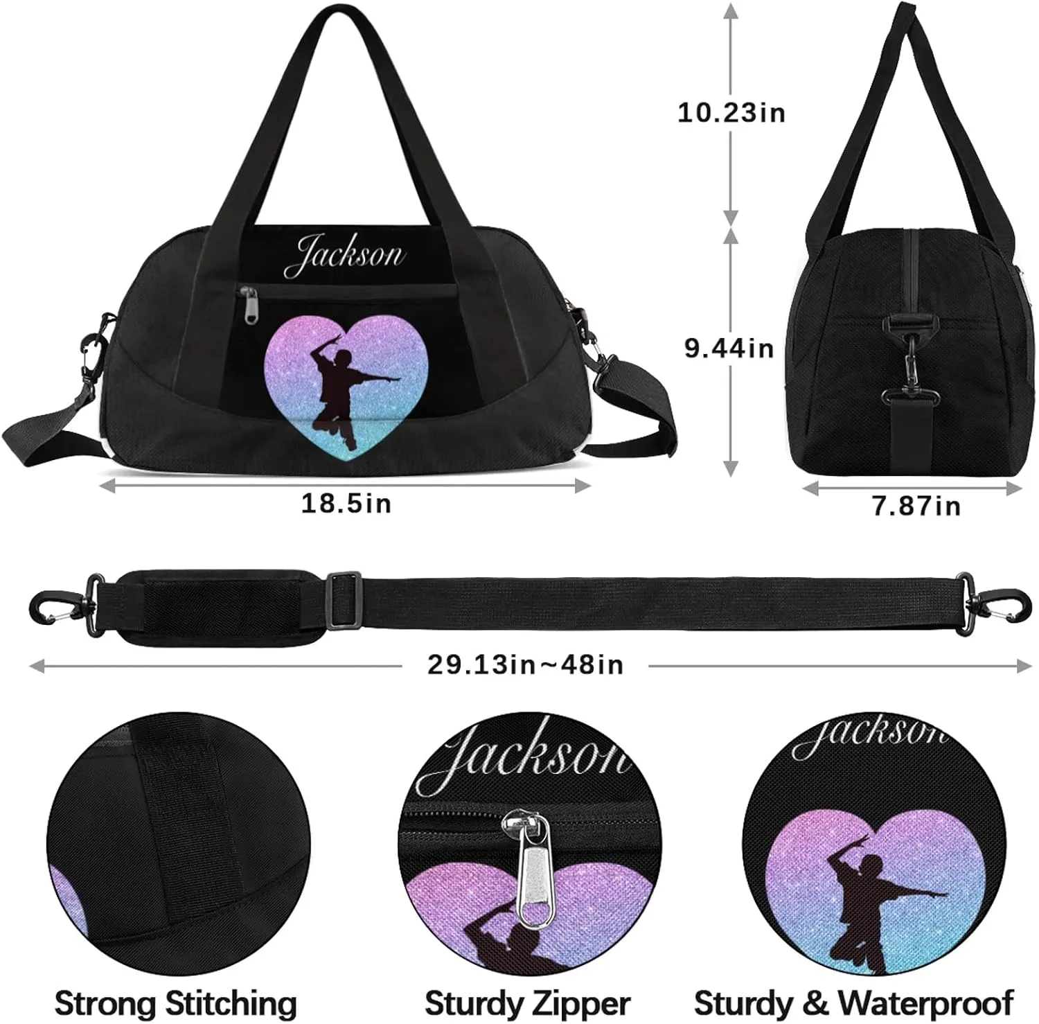 Personalized Sport Duffel Bag Custom Hip-Hop Sports Bag with Name Travel Overnight Shoulder Bags Customized Gifts for Women Men, Gradient Blue
