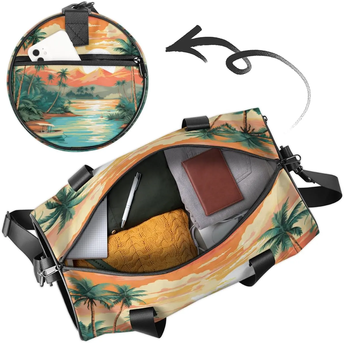 Personalized Sport Gym Bag Dance Duffle Ballet Bag Overnight Travel Sleepover Bags Swimming Hiking Camping, Beach Theme