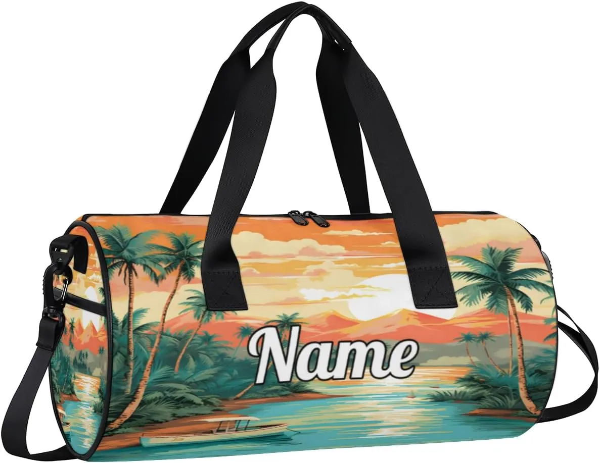 Personalized Sport Gym Bag Dance Duffle Ballet Bag Overnight Travel Sleepover Bags Swimming Hiking Camping, Beach Theme