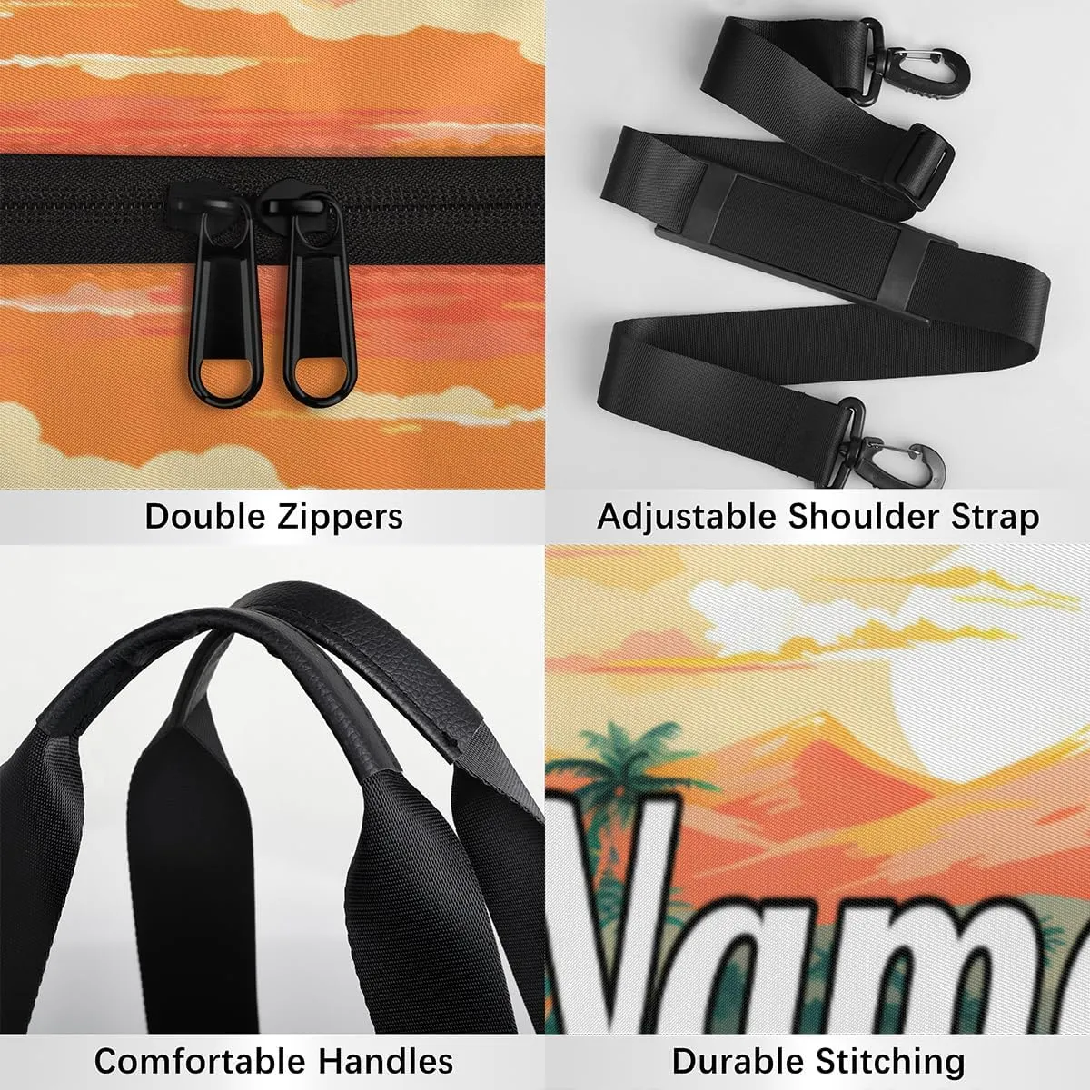Personalized Sport Gym Bag Dance Duffle Ballet Bag Overnight Travel Sleepover Bags Swimming Hiking Camping, Beach Theme