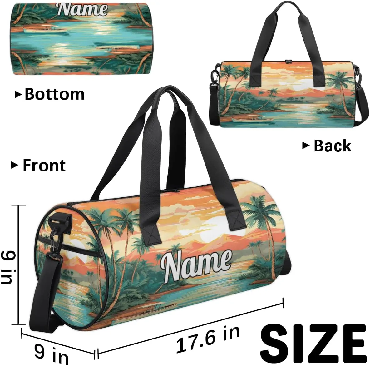 Personalized Sport Gym Bag Dance Duffle Ballet Bag Overnight Travel Sleepover Bags Swimming Hiking Camping, Beach Theme