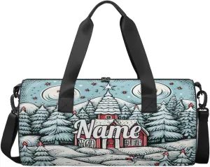 Personalized Sport Gym Bag Dance Duffle Ballet Bag Overnight Travel Sleepover Bags Swimming Hiking Camping, Christmas Village House