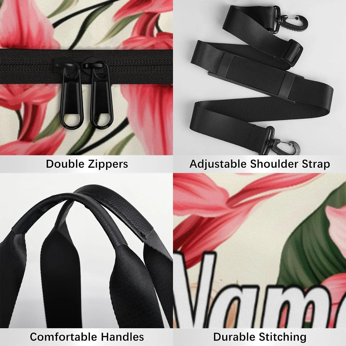 Personalized Sport Gym Bag Dance Duffle Ballet Bag Overnight Travel Sleepover Bags Swimming Hiking Camping, Coast Palm Leaf Flower