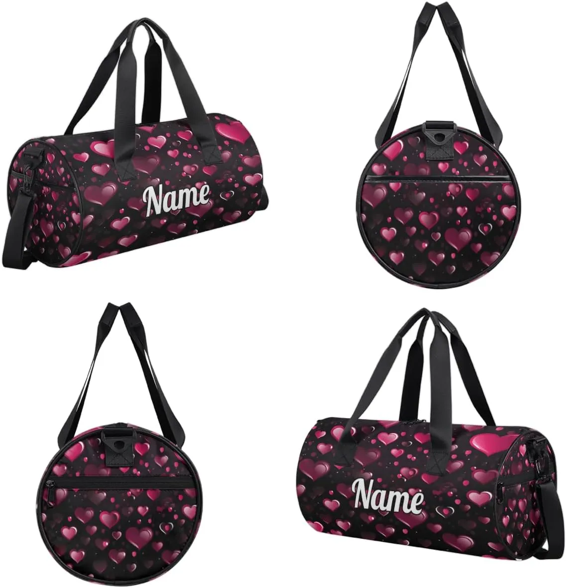 Personalized Sport Gym Bag Dance Duffle Ballet Bag Overnight Travel Sleepover Bags Swimming Hiking Camping, Red Heart Shape Valentines Day