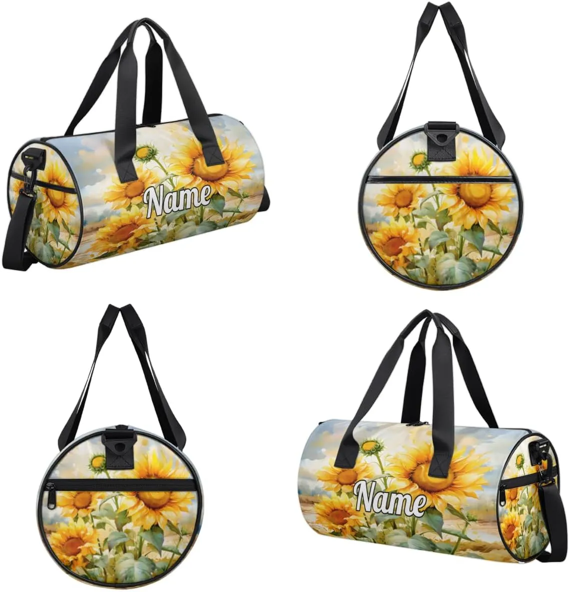 Personalized Sport Gym Bag Dance Duffle Ballet Bag Overnight Travel Sleepover Bags Swimming Hiking Camping, Sunflower Spring Floral