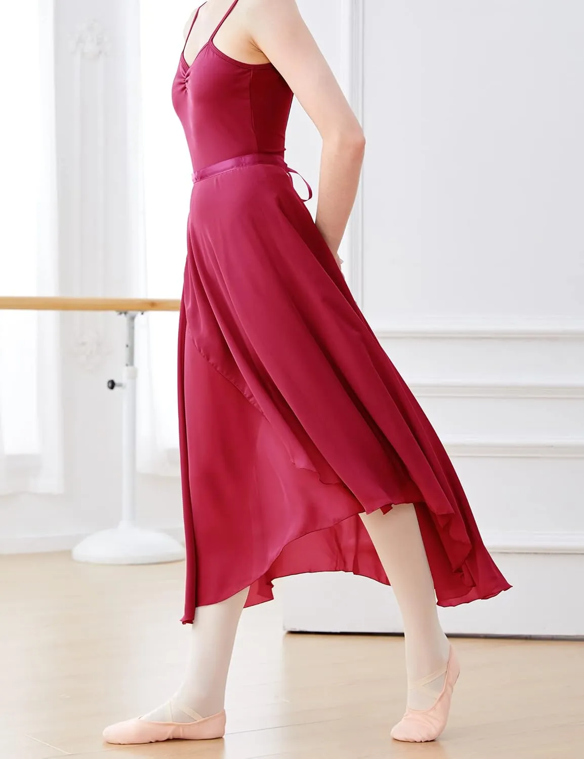 Phoeswan Dance Skirts for Women, Long Chiffon Ballet Skirt, Women's Dance Wrap Skirt with Tie