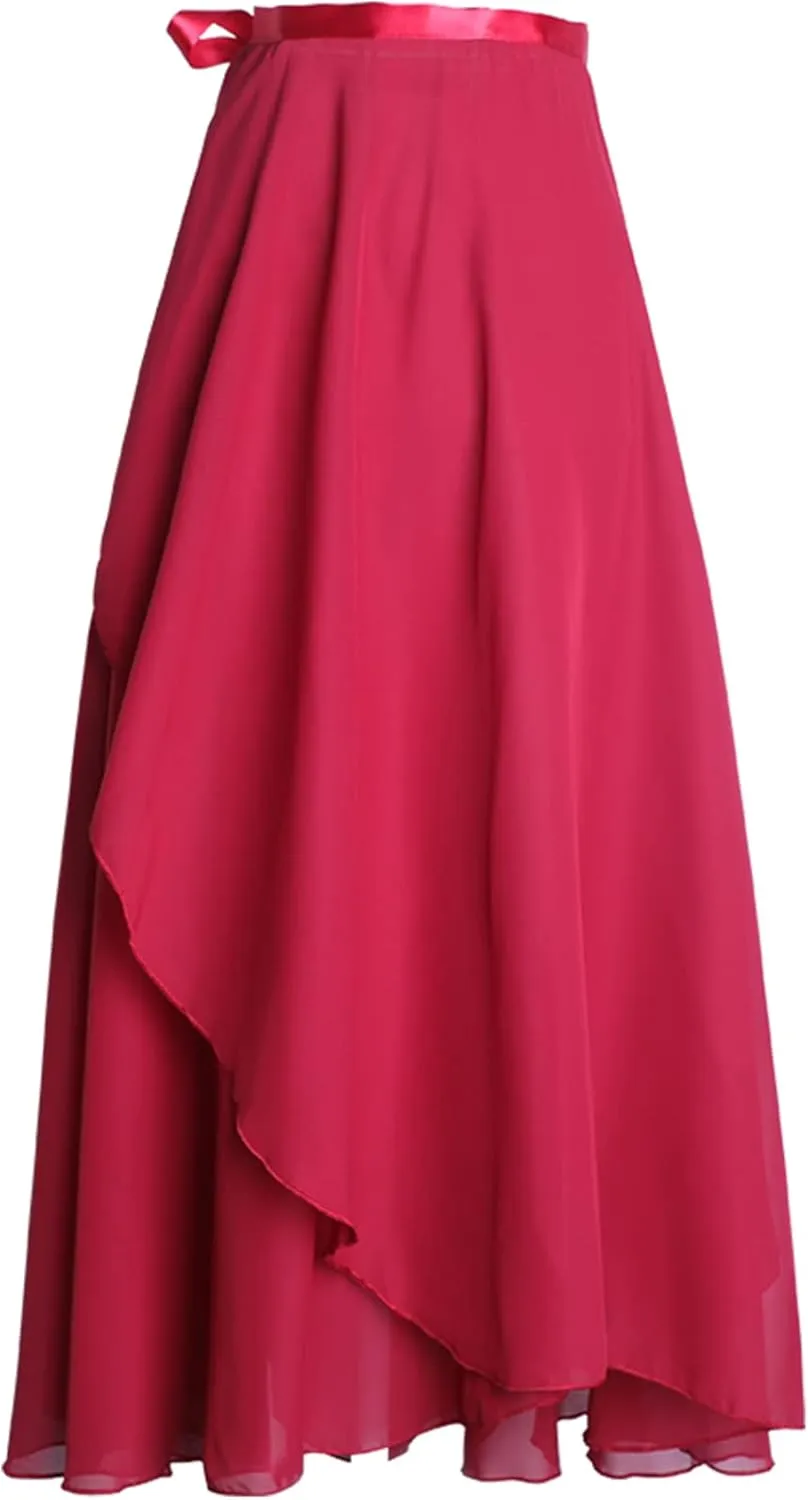 Phoeswan Dance Skirts for Women, Long Chiffon Ballet Skirt, Women's Dance Wrap Skirt with Tie
