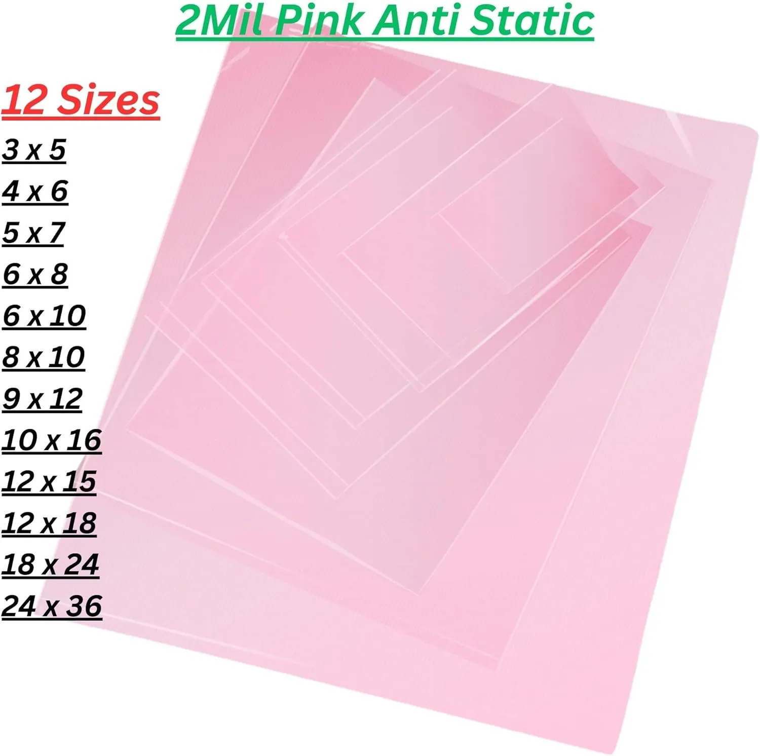 Pink Anti-Static Plastic Flat Bags - 10 x 16 & (100 Bags) 2 Mil Heavy Duty Plastic Bags | Heat Sealable Bags for Packaging Products | Plastic Baggies for Small Businesses