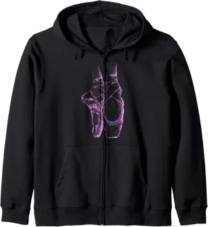 Pink Ballet Dance Slippers Zip Hoodie