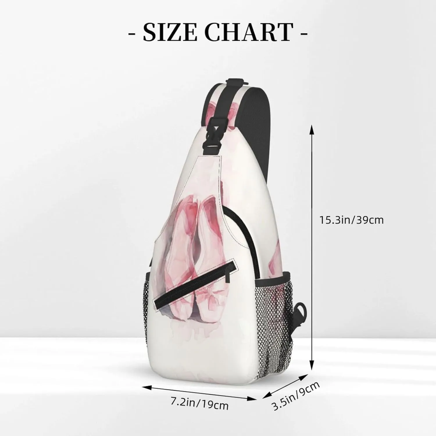 Pink Ballet Slippers Sling Bag For Men Crossbody Backpack,Women Shoulder Bag For Travel Sport