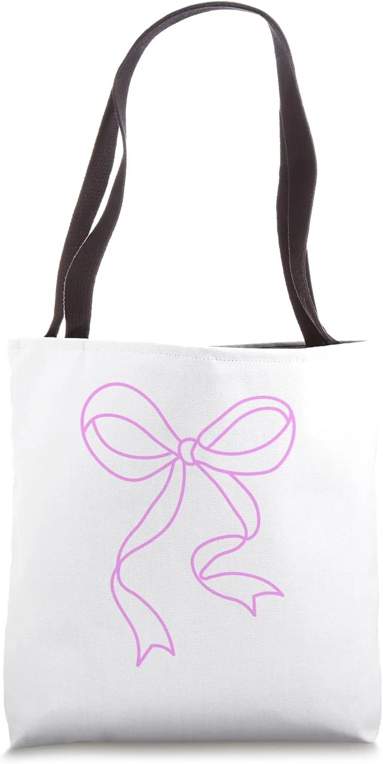 Pink Bow Ballet Core Aesthetic Kawaii Ribbon Girly Gift Tote Bag