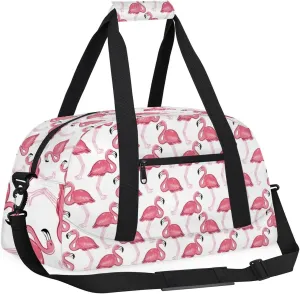 Pink Flamingo Kids Overnighter Duffel Bags for Girls Boys, Carry-On Size Sports Gym Dance Bag for School Practice or Overnight Travel Weekender Sleepover Tote Bag