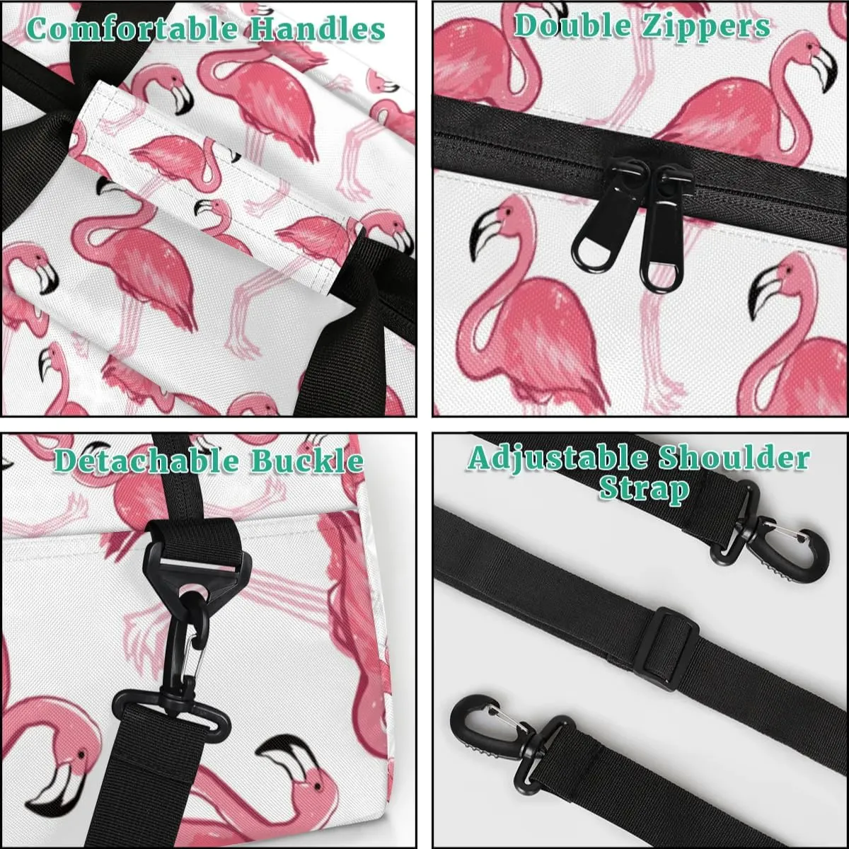 Pink Flamingo Kids Overnighter Duffel Bags for Girls Boys, Carry-On Size Sports Gym Dance Bag for School Practice or Overnight Travel Weekender Sleepover Tote Bag