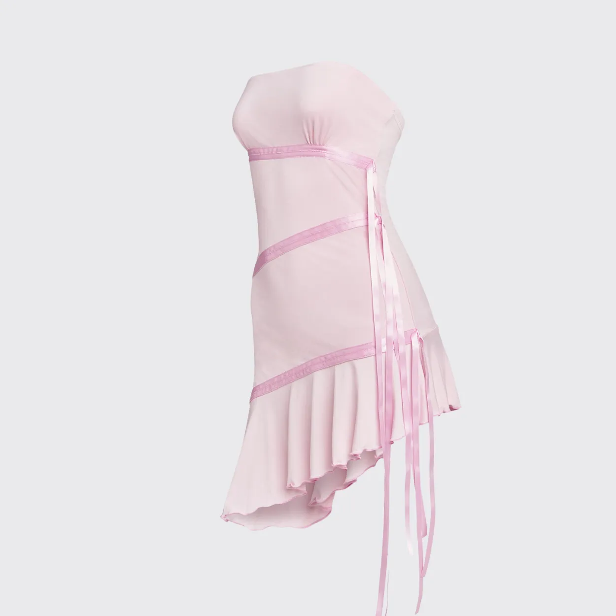 Pink Mini Dress With Ribbon Details