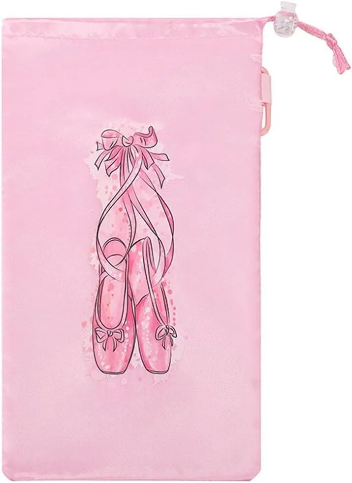Pink Pointe Shoe Bag Canvas Womens Ballet Shoes Bag Drawstring Dance Shoe Storage Pouch Bag for Women Girls