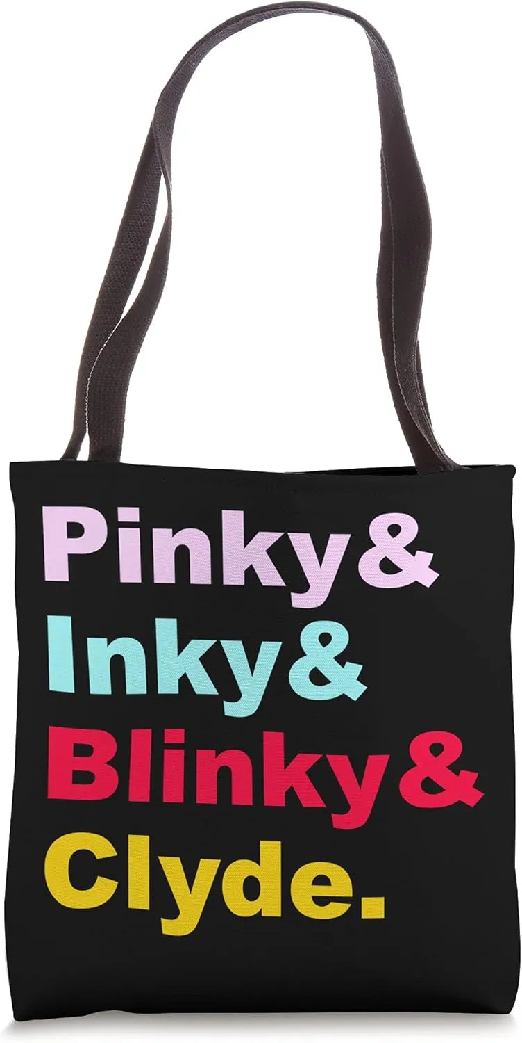 Pinky, Inky, Blinky & Clyde Old School Arcade Gamer Pac Tote Bag