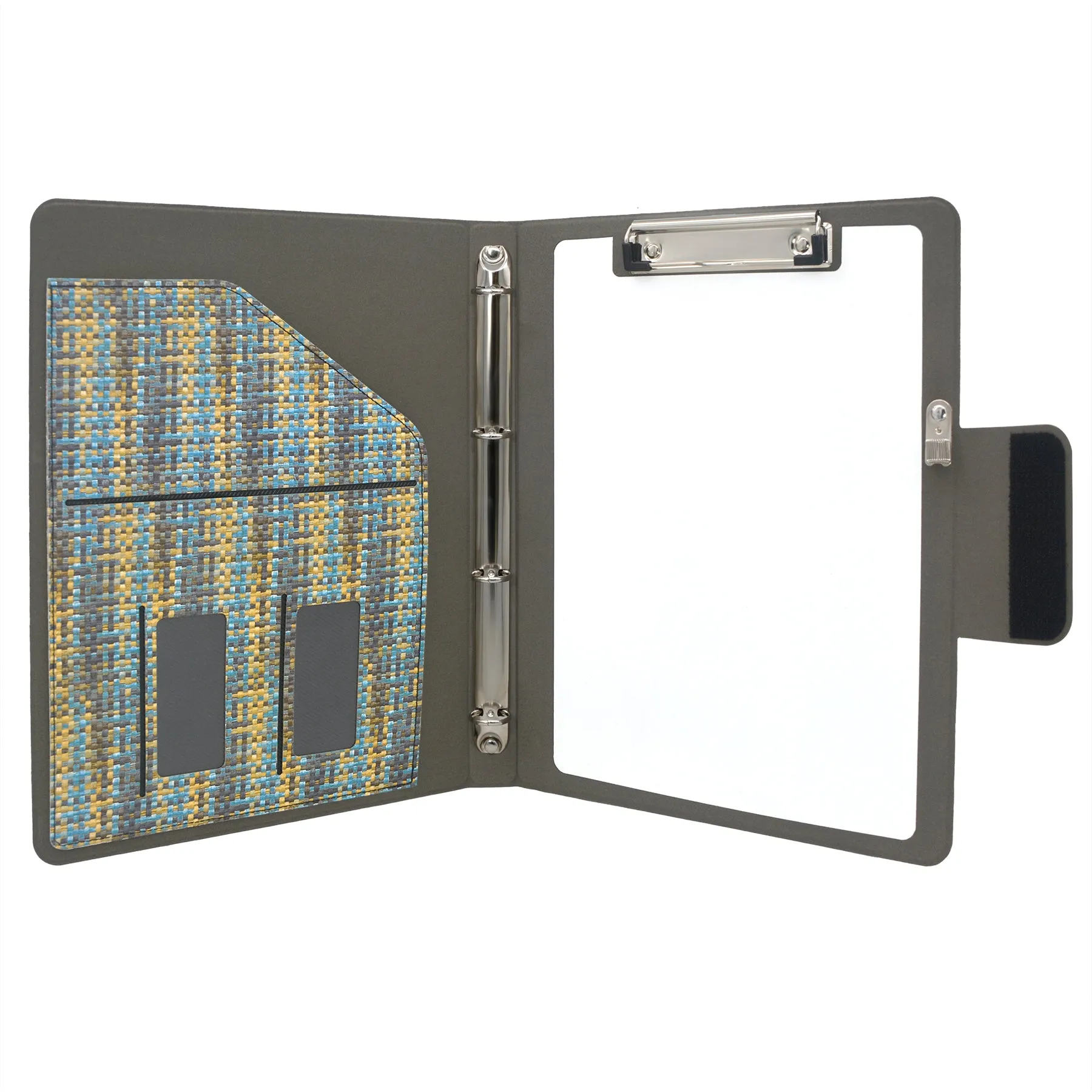 Pixel Style Portfolio Whiteboard Padfolio with Expanded Document Bag, 4-Ring Binder Business Organizer Portfolio Case