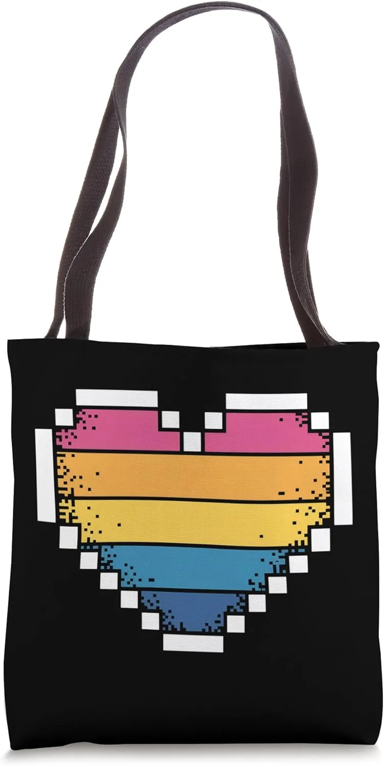 Pixelated Nostalgic Gaming Heart Retro Gamer Tote Bag