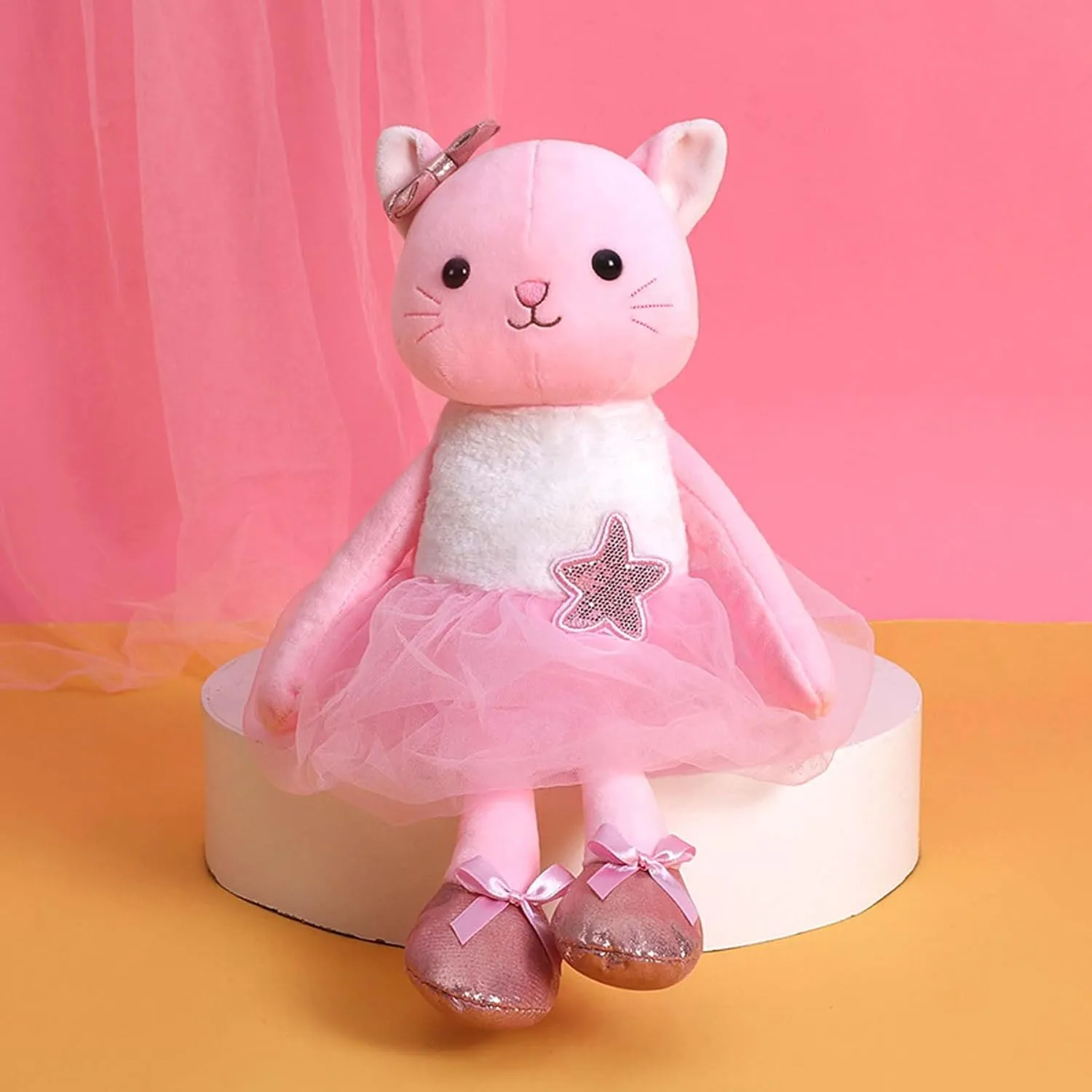 Plush Ballerina Dolls Kitten Cat Stuffed Animals Toys Ballet Dance Recital Gifts for Girls 15.5 Inches (Pink)