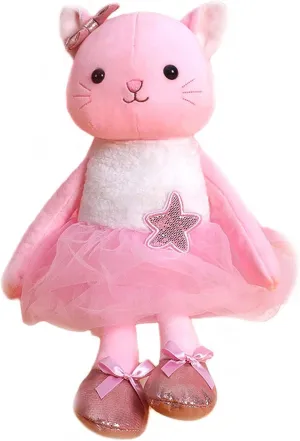 Plush Ballerina Dolls Kitten Cat Stuffed Animals Toys Ballet Dance Recital Gifts for Girls 15.5 Inches (Pink)