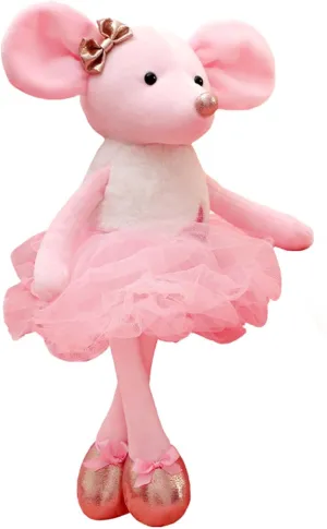 Plush Mouse Stuffed Animals Toys Ballerina Dolls Ballet Dance Recital Gifts for Girls 15.5 Inches (Pink)