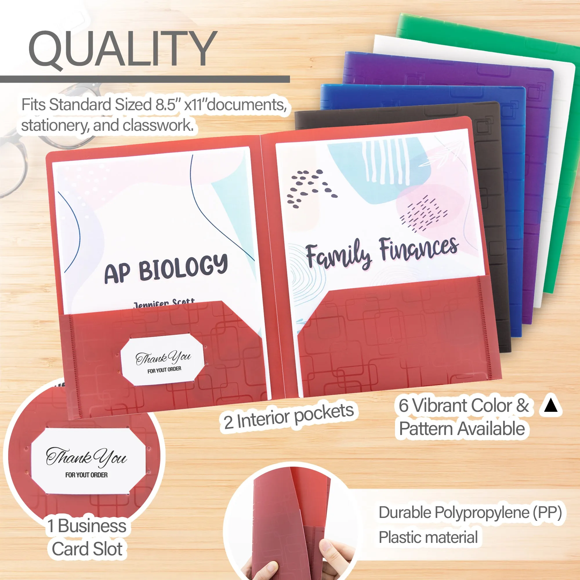 Poly 2-Pockets Portfolio - Cubic Embossed