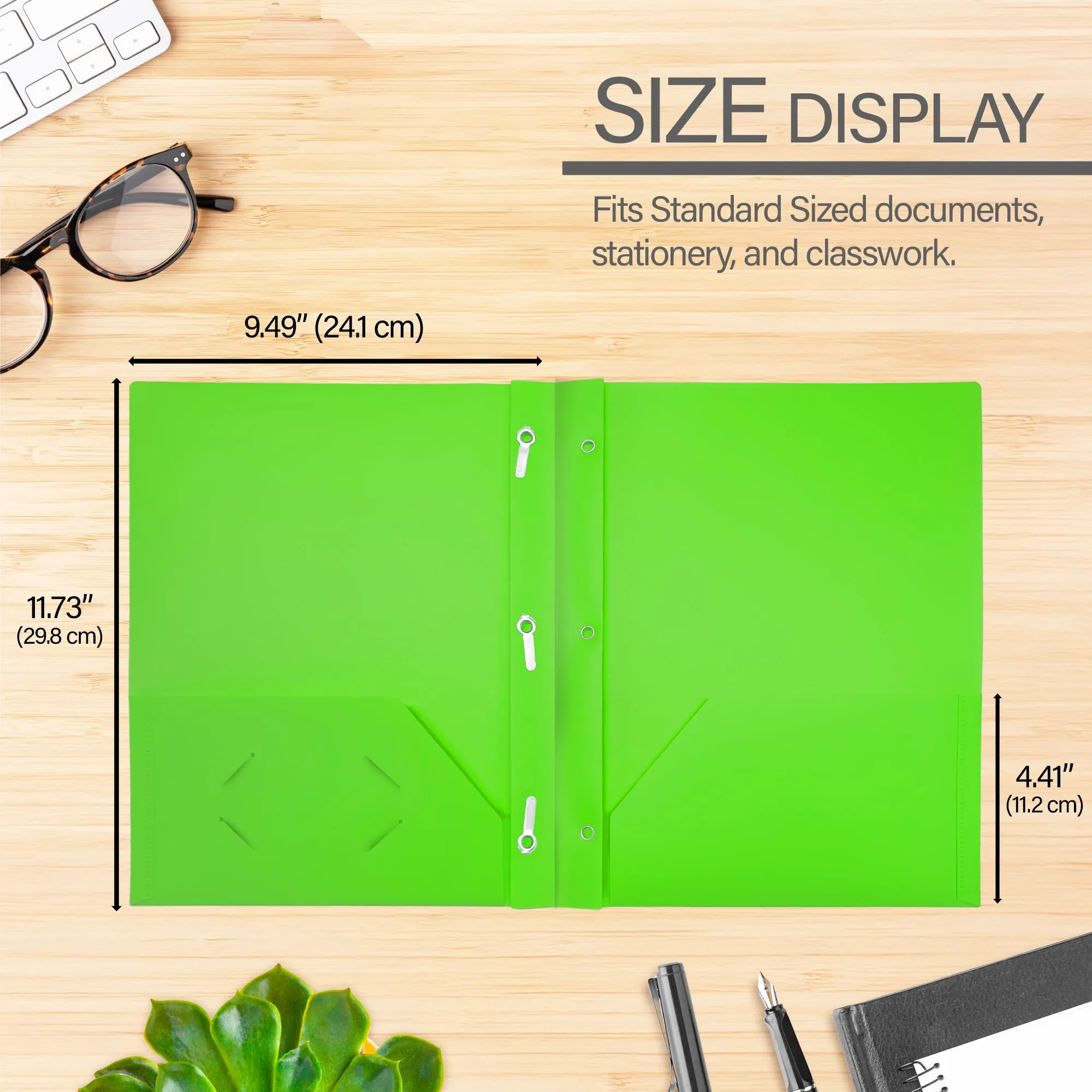 Poly 2-Pockets Portfolio - Solid Color w/ 3-Prong Fastener