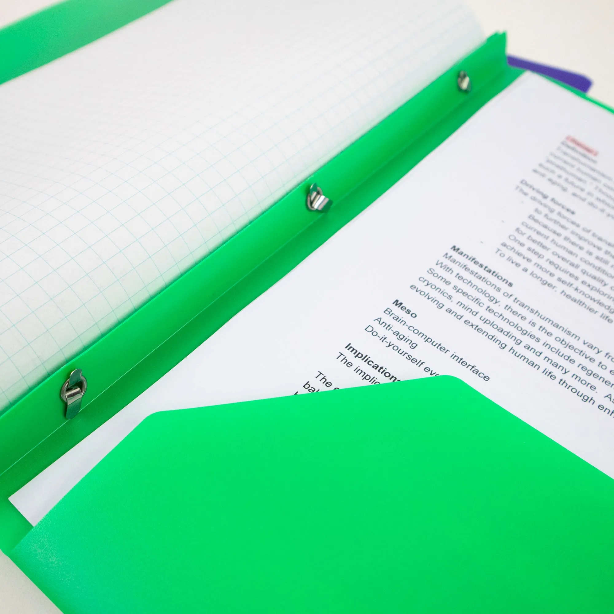 Poly 2-Pockets Portfolio - Solid Color w/ 3-Prong Fastener
