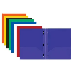 Poly 2-Pockets Portfolio - Solid Color w/ 3-Prong Fastener