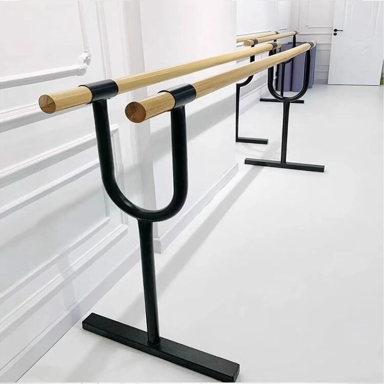 Portable Ballet Barre, Height Adjustable 80-120cm Dancing Barre with Non-Slip Feet, Freestanding Fitness Ballet Stretch Bar, Dance Bar for Home Workout Equipment (Wood 150x80cm)