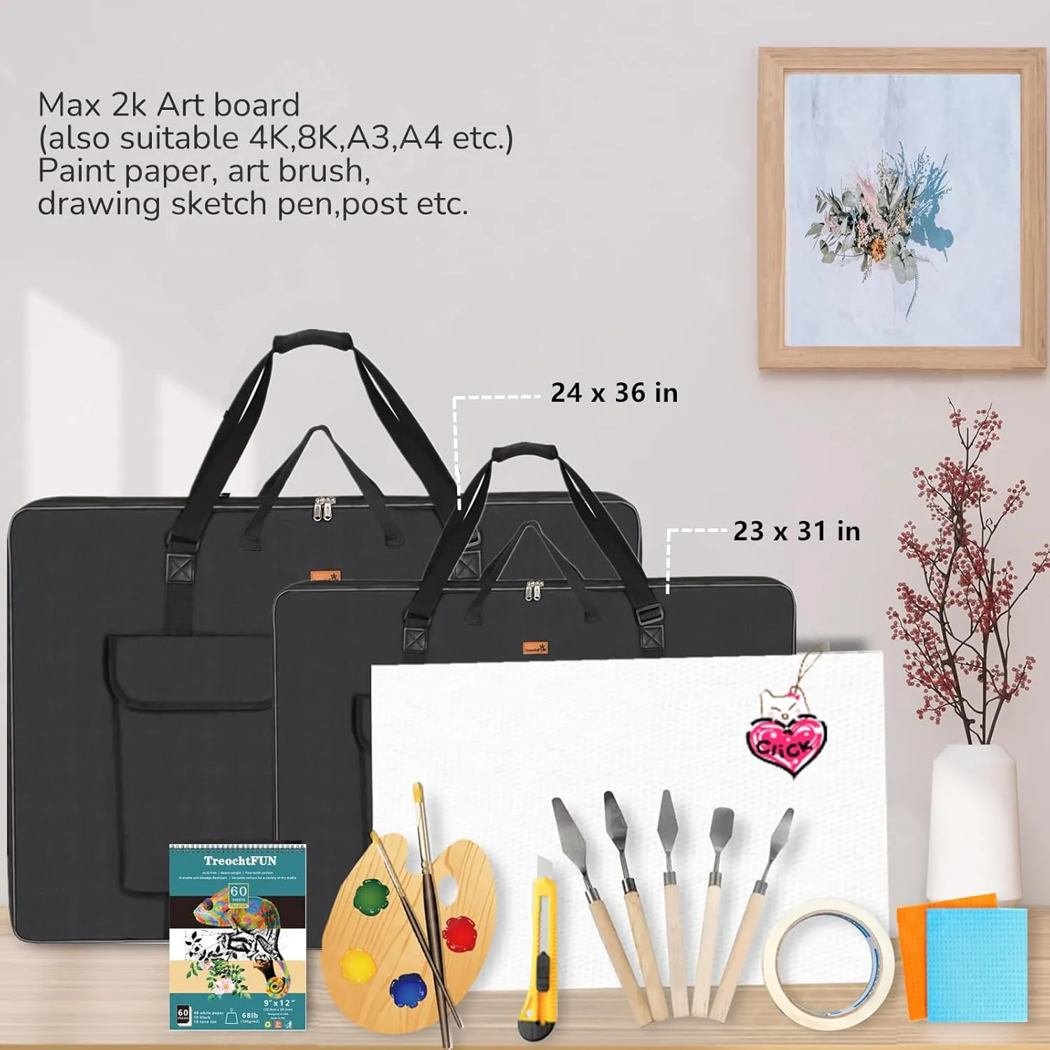 Portfolio folder for artwork,artist Portfolio Case 23 X 31.5 In, Portfolio Bag A2 With Shoulder Strap, Art Carry Bag For Large Drawing Paper Post Board Supplies .(Black)