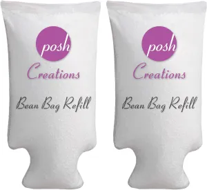 Posh Creations Foam Filling Bean Bag Refill, 100 L - 2 PK, Cool White