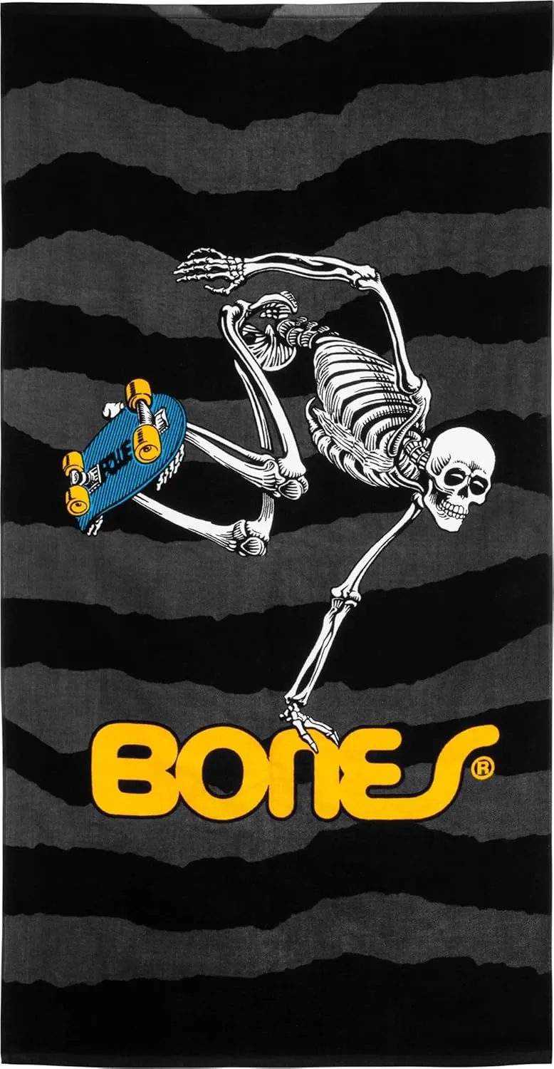 Powell Peralta Skateboard Skeleton Beach Towel, Black