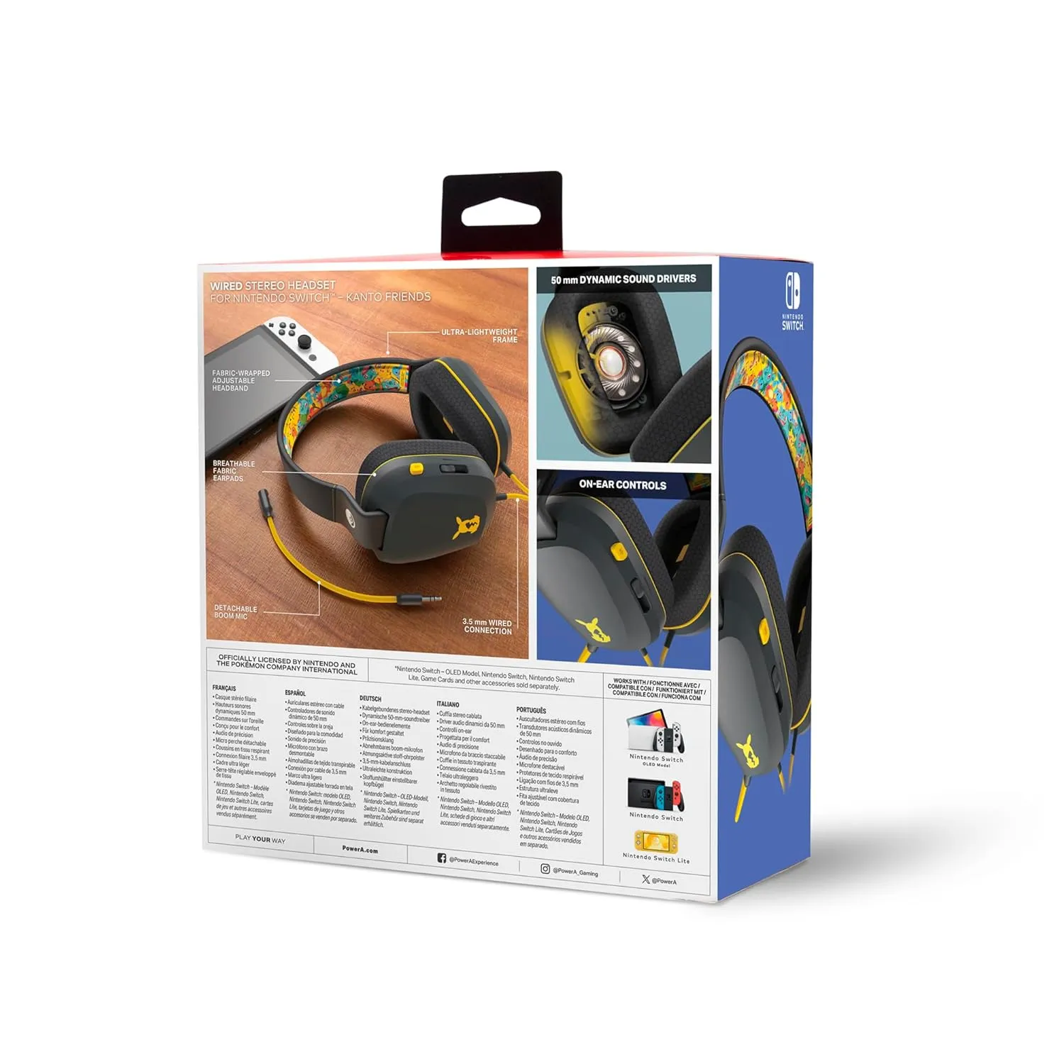 PowerA Wired Stereo Headset for Nintendo Switch - Pokémon: Kanto Friends, 3.5 mm, Wired, Stereo, Officially Licensed