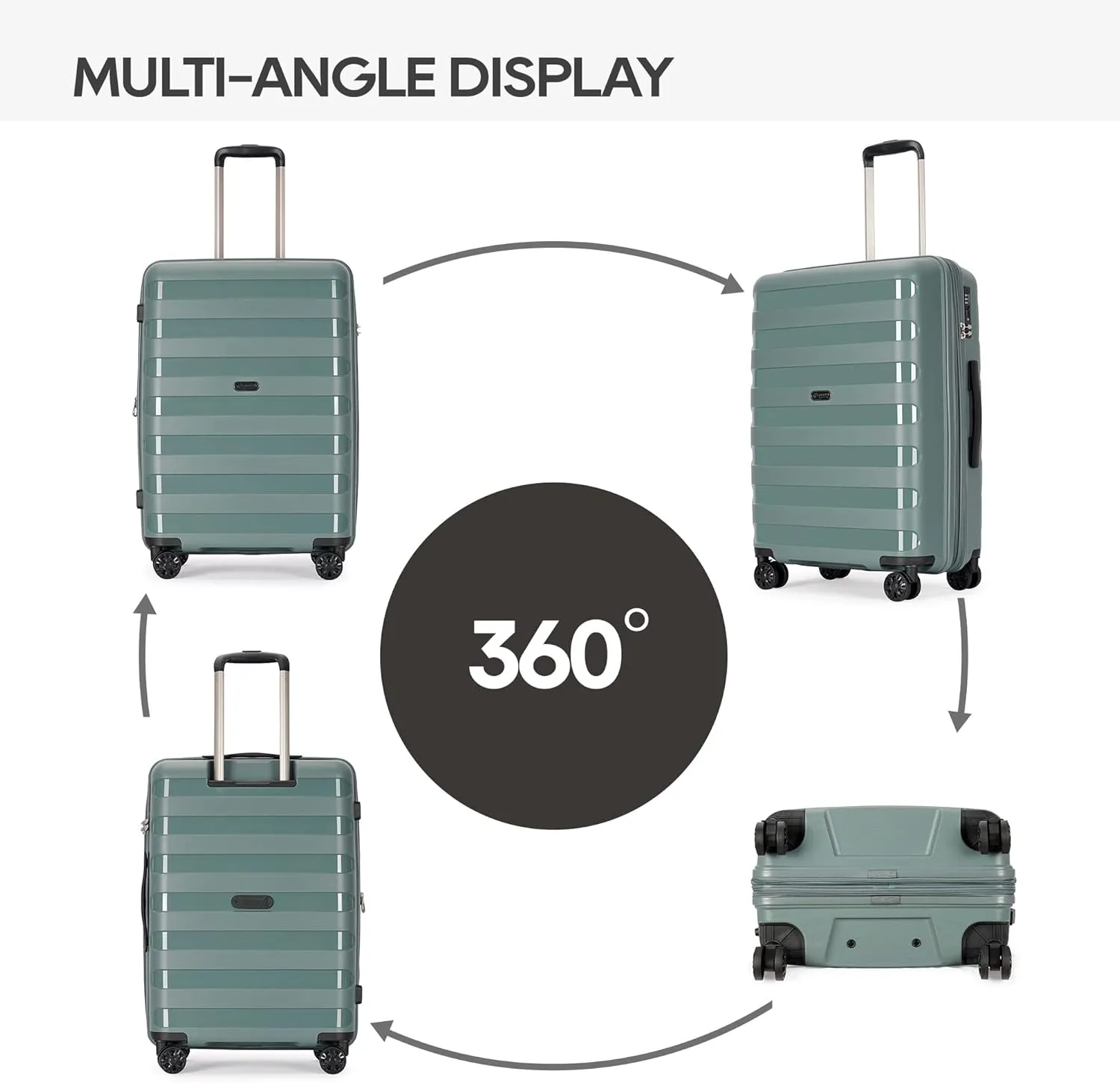 PP material 2-piece expandable luggage sets with Spinner Wheels， Suitcase with TSA Lock，Large Luggage for Family Travel carry on 20 28，Dark green color