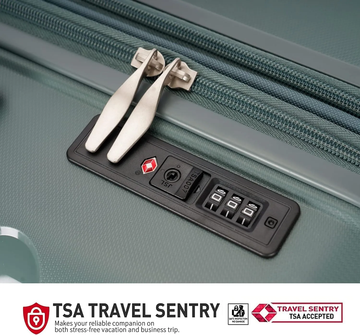 PP material 2-piece expandable luggage sets with Spinner Wheels， Suitcase with TSA Lock，Large Luggage for Family Travel carry on 20 28，Dark green color