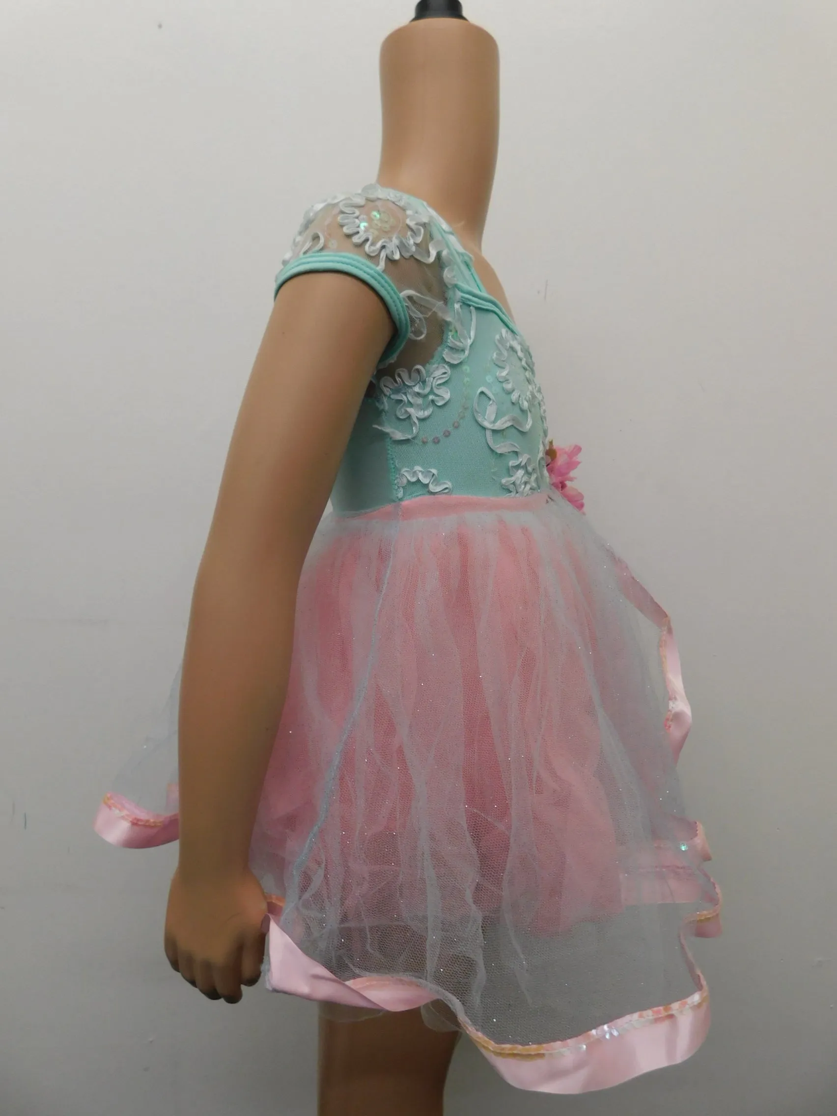 Pre-Owned Costume Curtain Call  E938 XS Child Green Dress Ballet Sequin