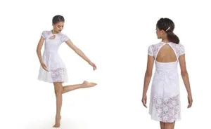 Pre-Owned Costume Curtain Call  R635 Medium Child White Dress Lyrical