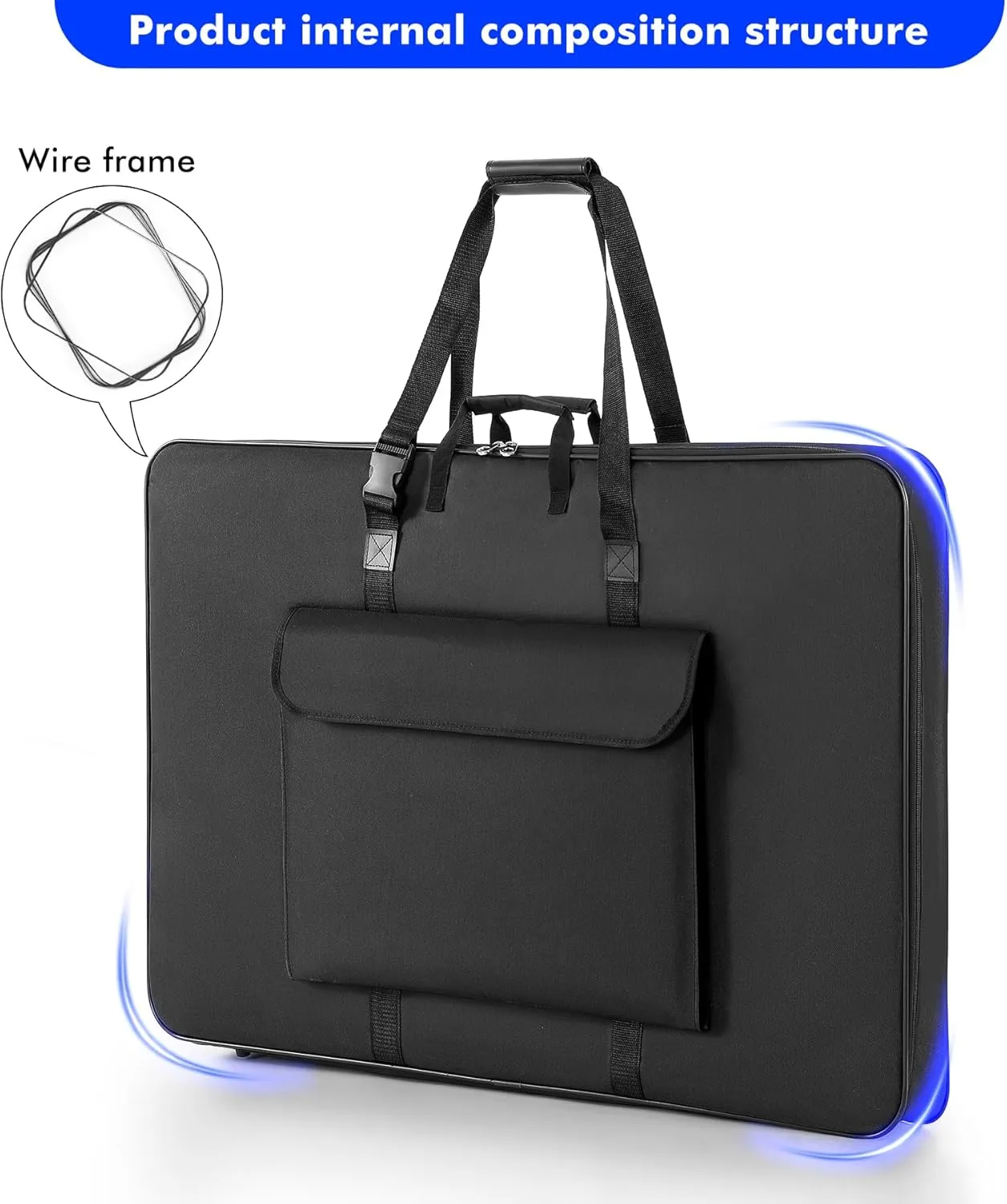 Premium Art Portfolio Case - 32" x 42" - Soft Sided - Steel Frame - Waterproof & Tear Resistant - Artwork, Photography, Sketch, LCD, Monitor, Solar Panel - Shoulder Straps & Handles