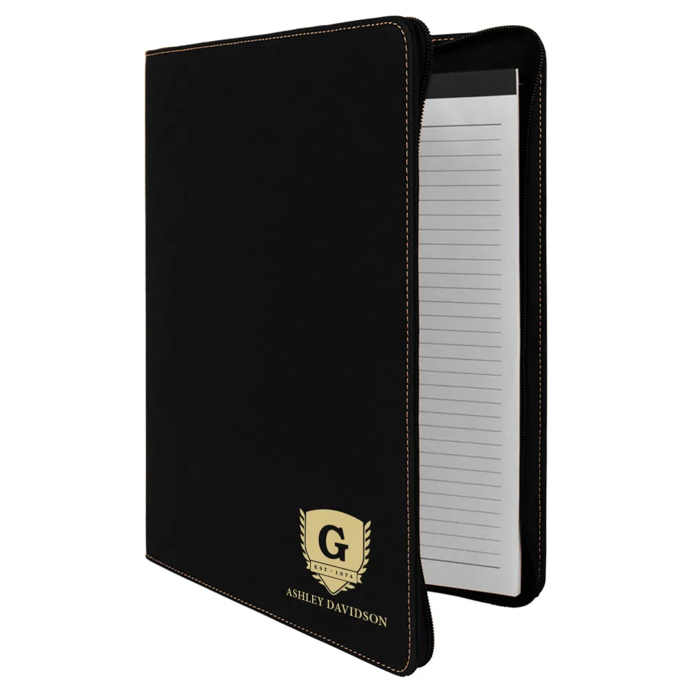 Premium Custom Engraved Grace Zippered Portfolio