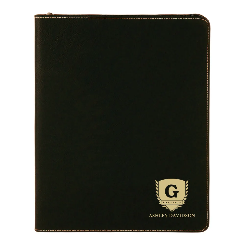 Premium Custom Engraved Grace Zippered Portfolio